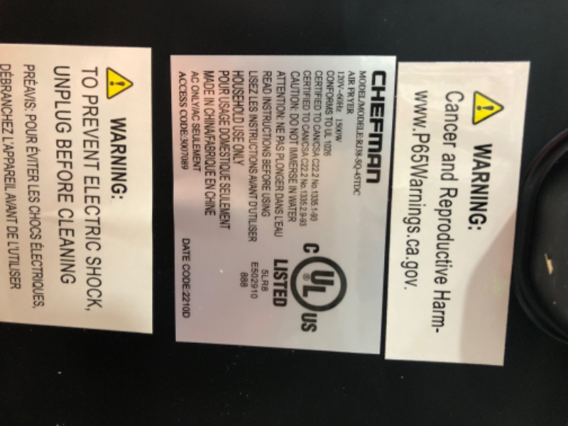 Photo 4 of *POWERS ON* CHEFMAN Air Fryer Healthy Cooking, 4.5 Qt,User Friendly and Dual Control Temperature, Nonstick Stainless Steel, Dishwasher Safe Basket, w/ 60 Minute Timer & Auto Shutoff 4.5 Quart - Stainless Steel