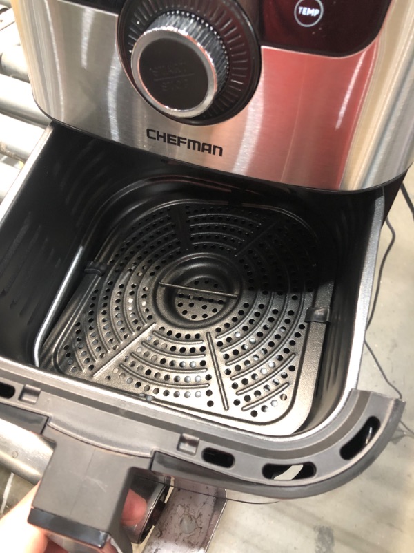 Photo 3 of *POWERS ON* CHEFMAN Air Fryer Healthy Cooking, 4.5 Qt,User Friendly and Dual Control Temperature, Nonstick Stainless Steel, Dishwasher Safe Basket, w/ 60 Minute Timer & Auto Shutoff 4.5 Quart - Stainless Steel