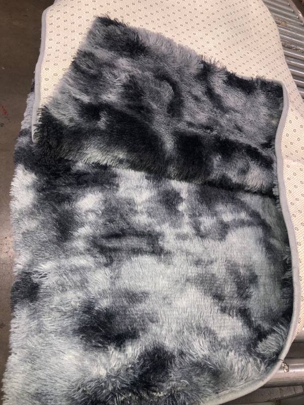 Photo 2 of 10x6ft Super Soft Shaggy Rug for Bedroom,Fluffy Carpet for Living Room, Fuzzy Indoor Plush Area Rug for Home Decor, Grey/Black Tie Dye