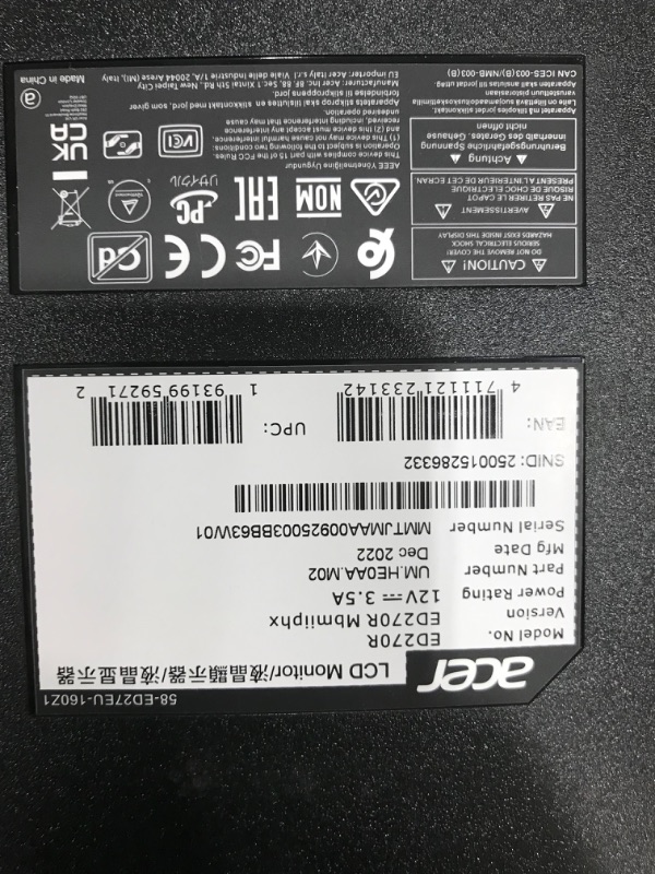 Photo 4 of Nitro by Acer 27" Full HD 1920 x 1080 1500R Curve PC Gaming Monitor | AMD FreeSync Premium | 165Hz Refresh | 1ms (VRB) | ZeroFrame Design | 1 x Display Port 1.4 & 2 x HDMI 2.0 Ports ED270R Mbmiiphx
