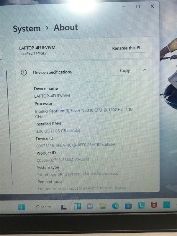 Photo 4 of Lenovo Newest IdeaPad 1i Student Laptop 14" HD Display, Intel Pentium Silver N5030 Processor(> N4020), 4GB RAM, 256GB Storage, WiFi, Webcam, HDMI, Windows 11 S, 1 Year Microsoft 365
