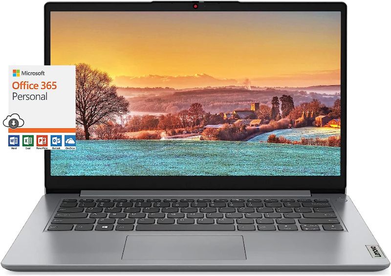 Photo 1 of Lenovo Newest IdeaPad 1i Student Laptop 14" HD Display, Intel Pentium Silver N5030 Processor(> N4020), 4GB RAM, 256GB Storage, WiFi, Webcam, HDMI, Windows 11 S, 1 Year Microsoft 365
