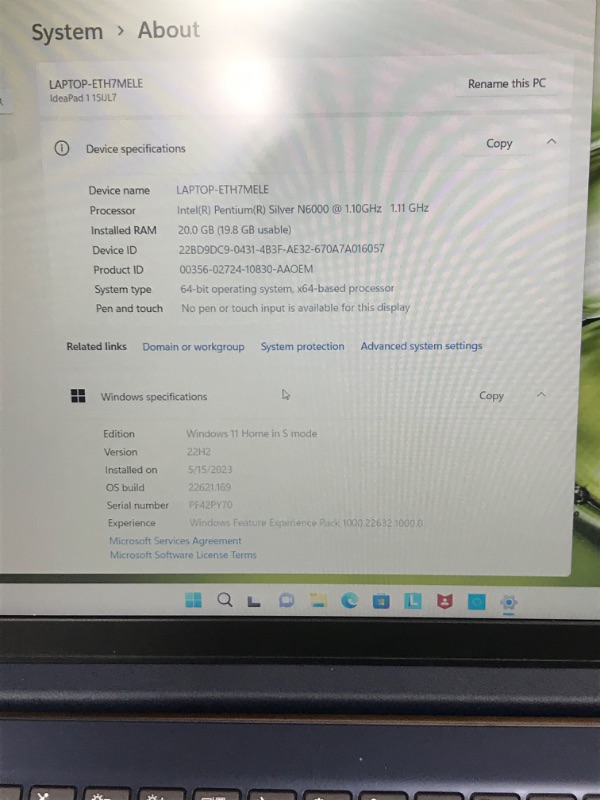 Photo 6 of Lenovo ideapad 1 15.6 FHD Laptop, Intel Pentium Sliver N6000 Processor, 4GB RAM, 128GB eMMC, 1-Year Mircrosoft Office 365, Windows 11 Home in S Mode - 82LX0050US