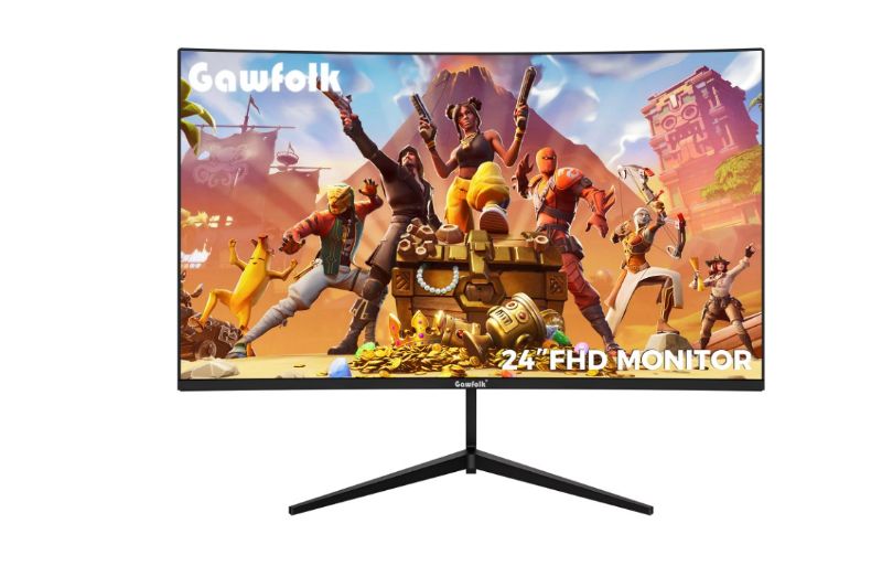 Photo 1 of Gawfolk 24” Curved Monitor 75Hz Full HD 1080P, Ultra-Thin Non-frame Gaming Display with AMD FreeSync HDMI VGA Machine Black
