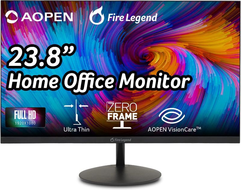 Photo 1 of AOPEN 24SA2Y bi 23.8" Full HD (1920 x 1080) VA-Monitor | Ultra-Thin with ZeroFrame | Home or Office | AMD FreeSync | Up to 75Hz | 1ms-TVR | Ports: 1 x HDMI 1.4 & 1 x VGA (HDMI Cable Included)
