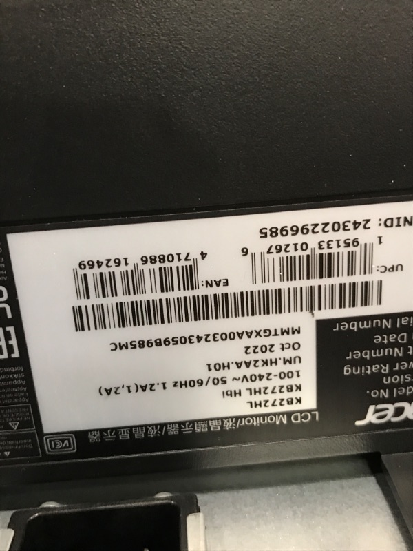 Photo 6 of *screen stuck* acer kb272hl hbi 27? full hd (1920 x 1080) monitor with amd radeon freesync technology, 75hz, 1ms (vrb) (hdmi port 1.4 & vga po