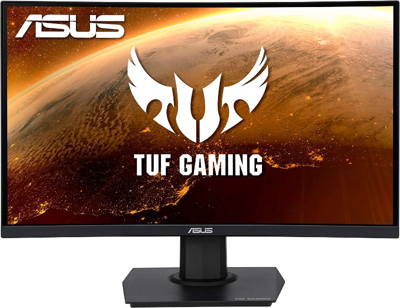 Photo 1 of ASUS TUF Gaming 23.6" 1080P Curved Monitor (VG24VQE) - Full HD, 165Hz, 1ms, Extreme Low Motion Blur, Adaptive-Sync, FreeSync Premium, Shadow Boost, VESA Mountable, DisplayPort, HDMI, BLACK
