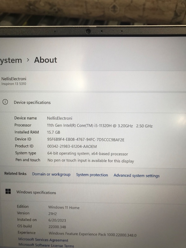 Photo 5 of Dell Inspiron 13.3" Intel Evo Platform Laptop - 11th Gen Intel Core i5-11320H - FHD+ 1920 x 1200 Display - 16 GB Ram, 512GB SSD Windows 11
