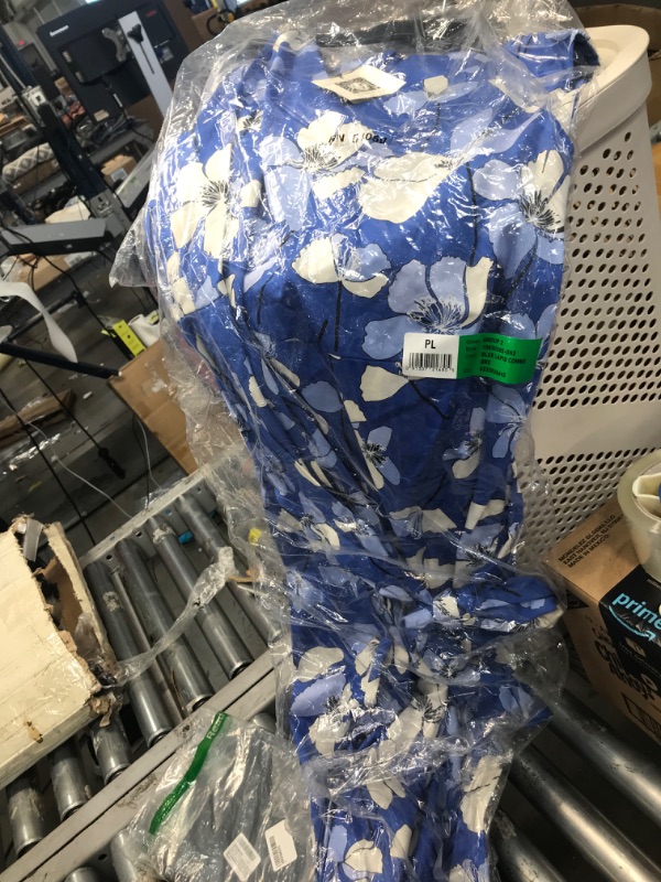 Photo 1 of Anne Klein Petite Floral-Print MIDI Dress - Blue Lapis/ Nyc White size PL
