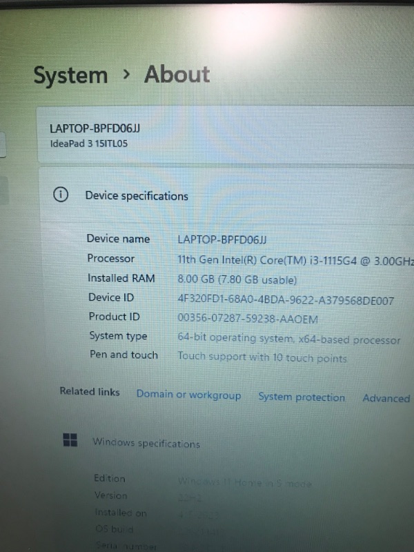 Photo 4 of Lenovo 2022 Newest Ideapad 3 Laptop, 15.6" HD Touchscreen, 11th Gen Intel Core i3-1115G4 Processor, 8GB DDR4 RAM, 256GB PCIe NVMe SSD, HDMI, Webcam, Wi-Fi 5, Bluetooth, Windows 11 Home, Almond
