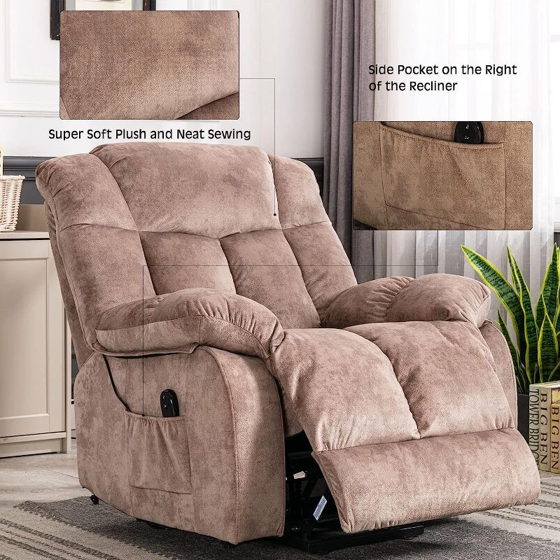 Photo 1 of *INCOMPLETE* BOX 1 OF SET*- Power Lift Recliner Chair for Elderly- Heavy Duty and Safety Motion Reclining Mechanism-Antiskid Fabric Sofa Living Room Chair with Overstuffed Design (Camel)