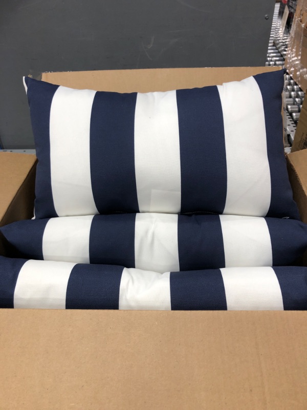 Photo 2 of  Pillows Striped Blue Rectangular Lumbar Pillow- 3PK