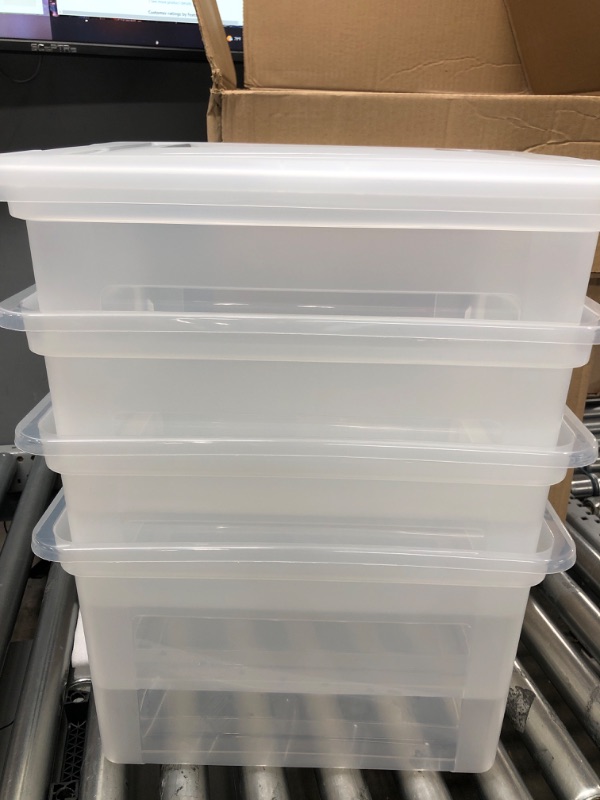 Photo 1 of  4-Pack 14 L Plastic Storage Box, Clear Storage Bin
