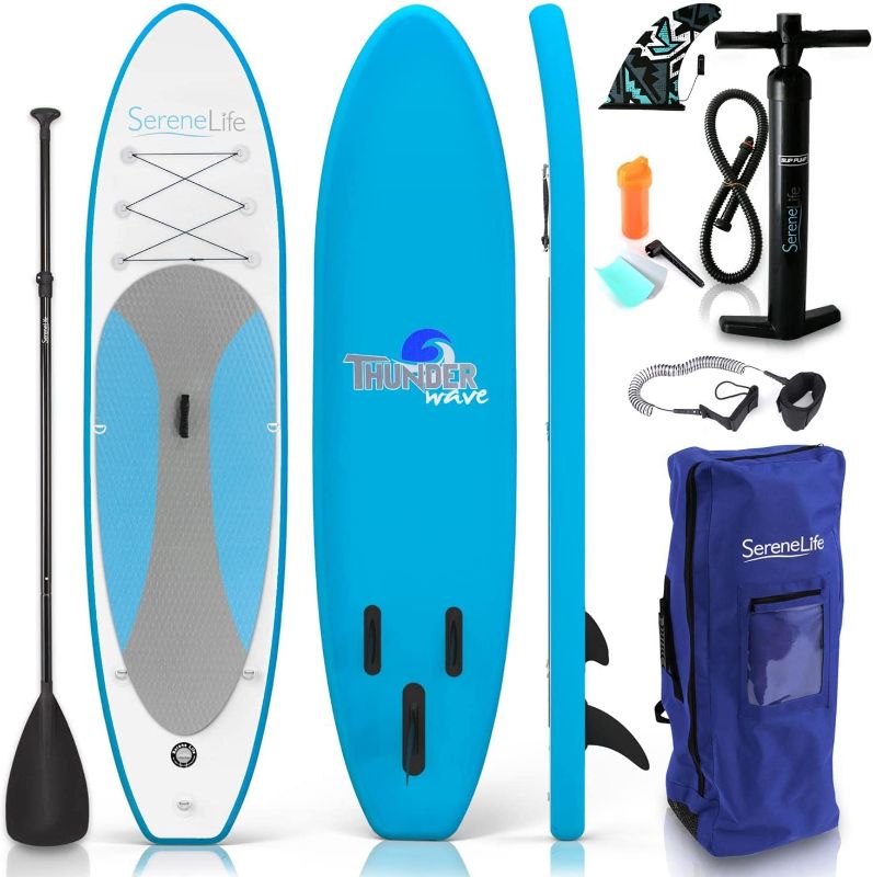 Photo 1 of 
SereneLife Inflatable Stand Up Paddle Board (6 Inches Thick) with Premium SUP Accessories & Carry Bag | Wide Stance, Bottom Fin for Paddling, Surf...
Color:Marine Blue
Style:Paddle Board