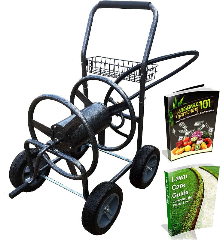 Photo 1 of 
Backyard Expressions Metal Hose Reel Cart with Wheels - Heavy Duty Hose Caddie - 250 Ft Hose Capacity -