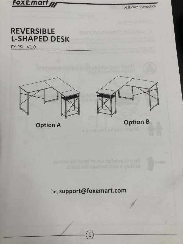 Photo 2 of **SEE NOTES**
Foxemart L-Shaped Computer Desk, Industrial Corner Desk Writing Study Table with Storage Shelves, Space-Saving, Large Gaming Desk 2 Person Table for Home Office Workstation, white/Black
