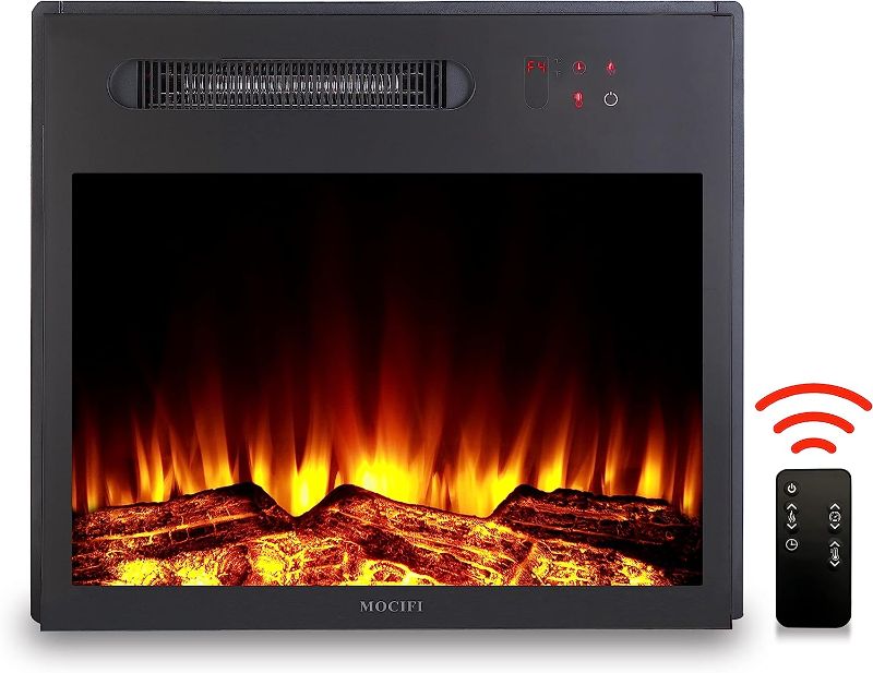 Photo 1 of MOCIFI 23 inch Built-in Electric Fireplace Insert Heater, Recessed Freestanding Fireplace, Remote Control, Touch Screen, Adjustable Flame Brightness Speed, Low Noise, 1500W, Black
