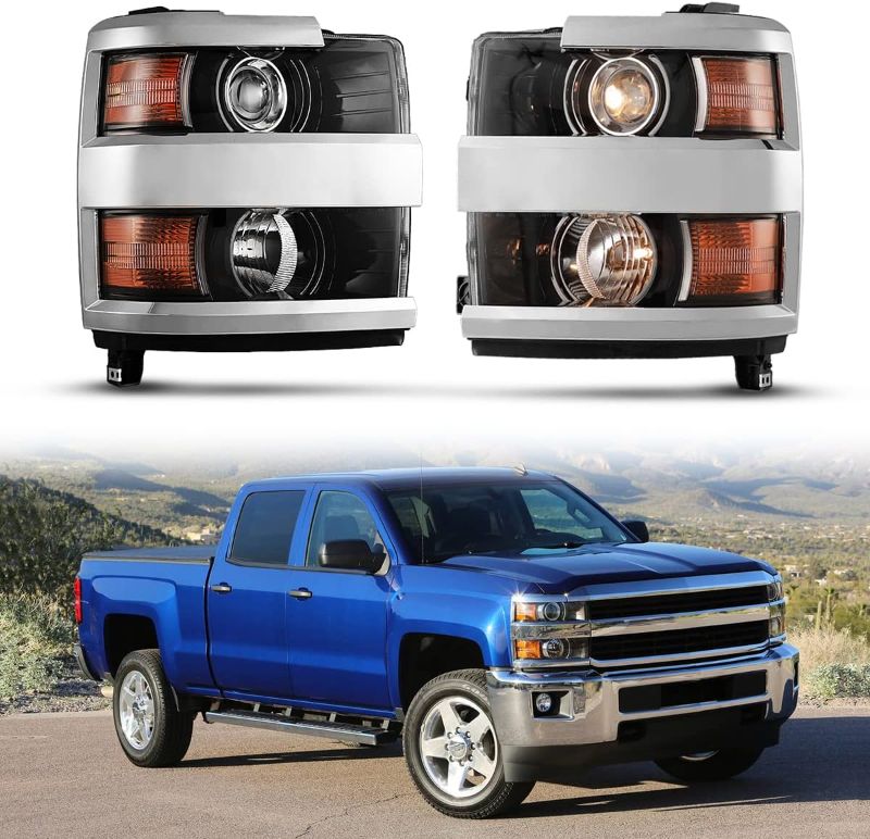 Photo 1 of Nixon Offroad Headlights for Chevrolet Chevy Silverado 2500 3500 2015-2019 Head Lights Assembly Projector OE Style Replacement Turn Signal Lights High Low Beam 1 Pair (Chrome Housing/Clear Lens)