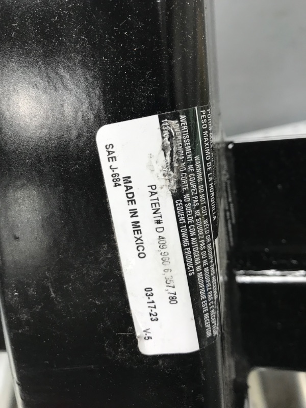 Photo 3 of **LOOSE HARDWARE**Reese Towpower 44712 Class III Custom-Fit Hitch with 2" Square Receiver opening, includes Hitch Plug Cover , Black