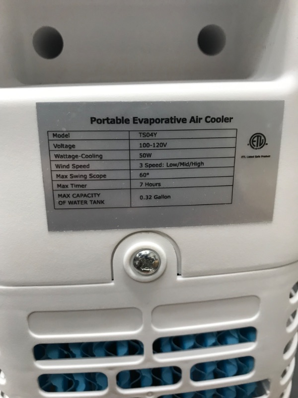 Photo 5 of **PARTS ONLY**
BALKO Evaporative Air Cooler, 35-INCH Windowless Air Conditioner Portable