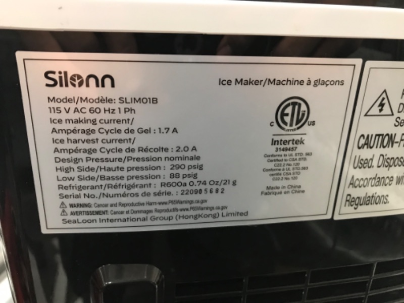 Photo 5 of **PARTS ONLY** Silonn Ice Maker Countertop, 9 Cubes Ready in 6 Mins, 26lbs in 24Hrs, Self-Cleaning Ice Machine with Ice Scoop and Basket, 2 Sizes of Bullet Ice for Home Kitchen Office Bar Party
