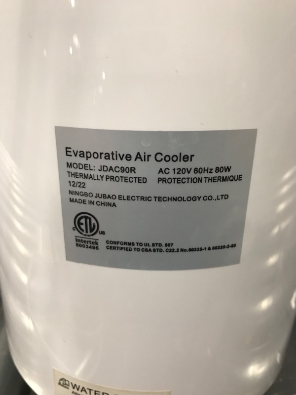 Photo 5 of **MINOR DAMAGE**42-INCH Evaporative Air Cooler, SKYICE Windowless Portable Air Conditioner for Room w/ 3 Speeds & 4 Modes, Remote, 70°Oscillation & 12H Timer, Freestanding Personal Swamp Cooler Indoor Office Garage
