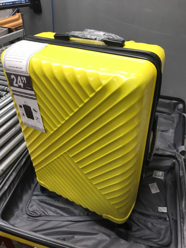 Photo 4 of **MINOR SHIPPING DAMAGE**SunnyTour Luggage Sets Expandable ABS + PC Hardside Spinner Suitcase Sets 3 Piece with TSA Lock Double Wheels, Yellow
