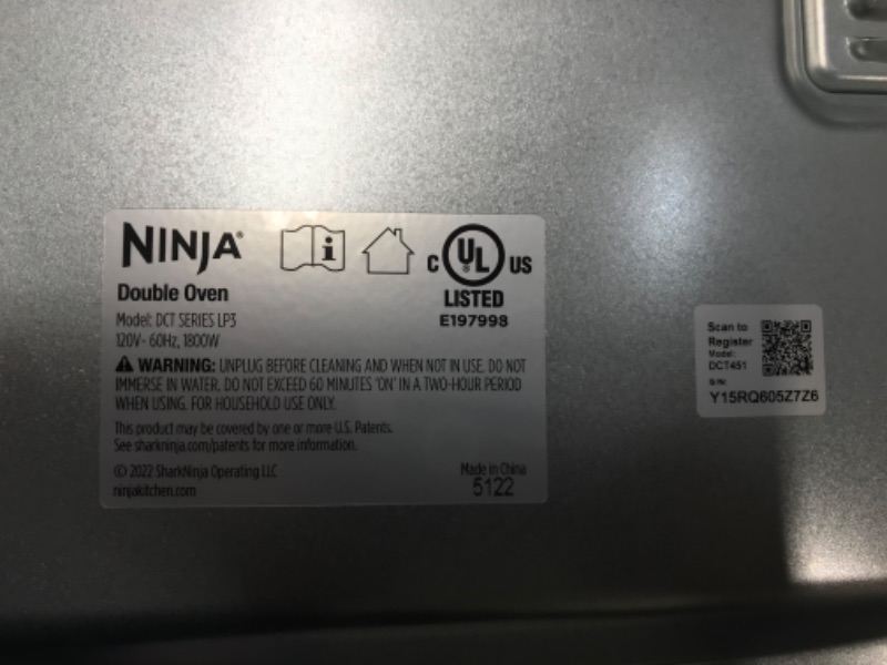 Photo 5 of **MINOR WEAR & TEAR**Ninja DCT451 12-in-1 Smart Double Oven with FlexDoor, Thermometer, FlavorSeal, Smart Finish, Rapid Top Convection and Air Fry Bottom , Stainless Steel
