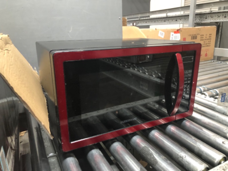 Photo 2 of **PARTS ONLY** Farberware Classic FMO11AHTBKN 1.1 Cu. Ft. 1000-Watt Microwave Oven with LED Lighting, Metallic Red