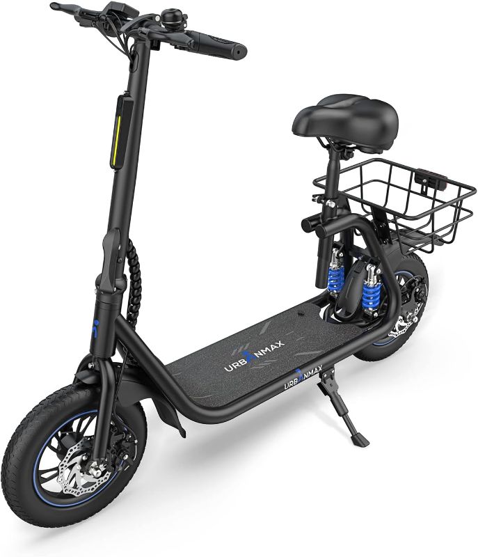 Photo 1 of URBANMAX C1 S Electric Scooter with Seat, Foldable Scooter for Adults with Dual Shock Absorbers, 450W Portable Scooter 25 Miles Range, 18.6 Mph Commuter E-Scooter with Basket Max Load 265 lbs
