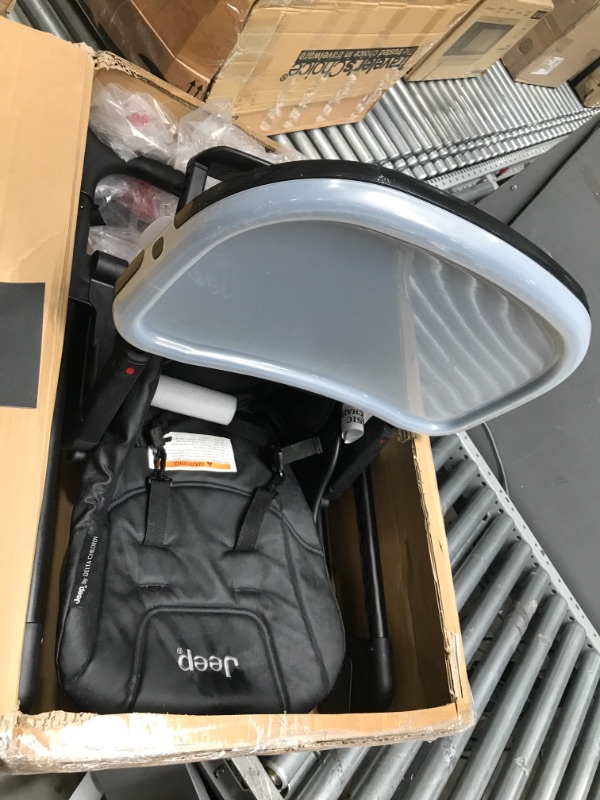 Photo 1 of **SEAT COVER AND HARNESS NEEDS TO BE WAHSED***
Jeep Classic Convertible 2-in-1 High Chair for Babies and Toddlers with Adjustable Height, Recline & Footrest - Dishwasher Safe Meal Tray, Midnight Black