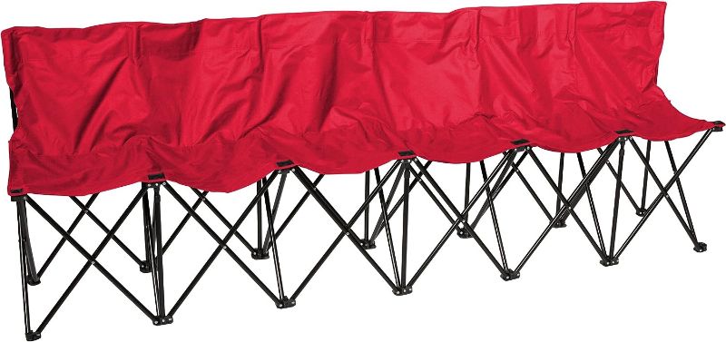 Photo 1 of ****COLOR IS RED***
Trademark Innovations Portable 8-Seater Folding Team Sideline Back Sport Bench, RED
