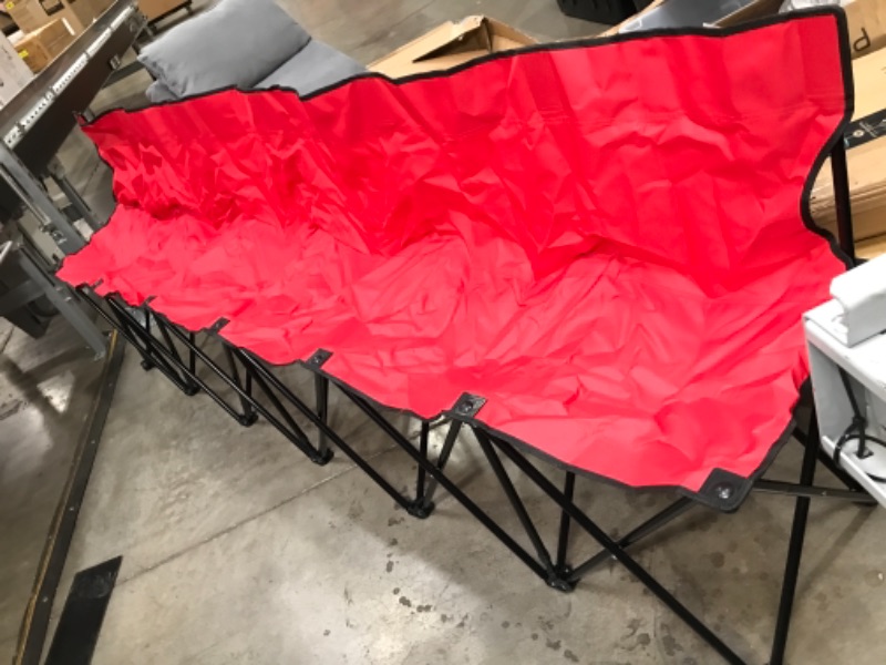 Photo 2 of ****COLOR IS RED***
Trademark Innovations Portable 8-Seater Folding Team Sideline Back Sport Bench, RED
