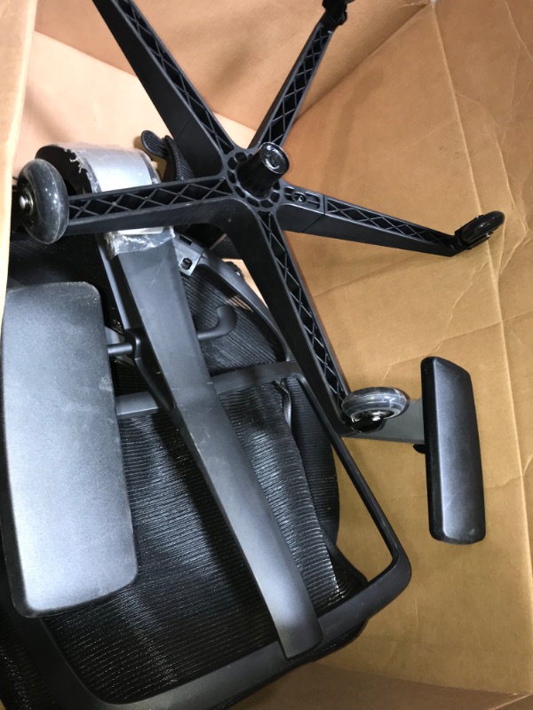 Photo 1 of *PARTS ONLY MISSING HARDWARE**LINSY HOME Ergonomic Office Chair, Swivel Ergonomic Task Chair with Adjustable Headrest and Arms, Lumbar Support and PU Wheels, Computer Mesh Chair for Home Office,Dark Black