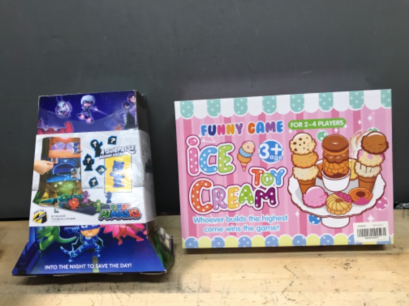 Photo 3 of 2 BUNDLED ITEMS - MCPINKY Pretend Play Food Set?Pretend Ice Cream Tower Balance Game Donuts Stacking Toy Play Kitchen Tea Set Educational Gifts for Boys Girls Kids CookiesJust Play PJ Masks Night Time Micros Mystery HQ Box Set, Collectible Hidden Mini Fig