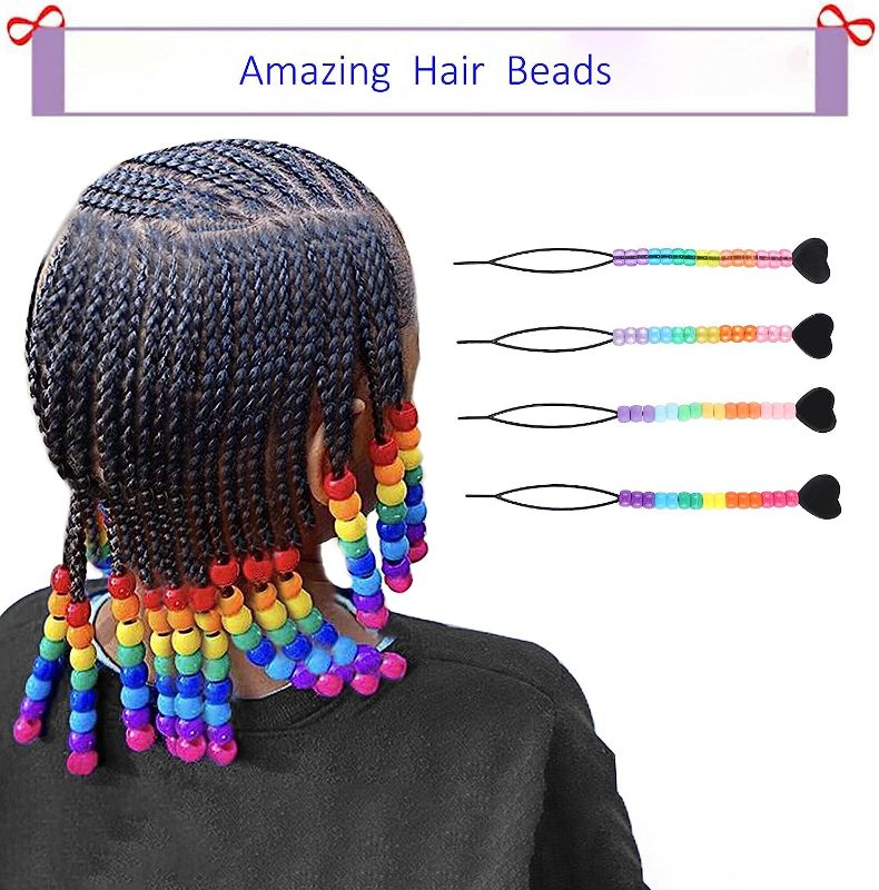 Photo 1 of 3500+ pcs Rainbow Pony Beads for Jewelry Making, Hair Beads for Braids for Girls, Bracelet Making Kit, Assorted Kandi Beads Kit with Letter and Heart Beads Hair Beader Tool Scissors Elastic String