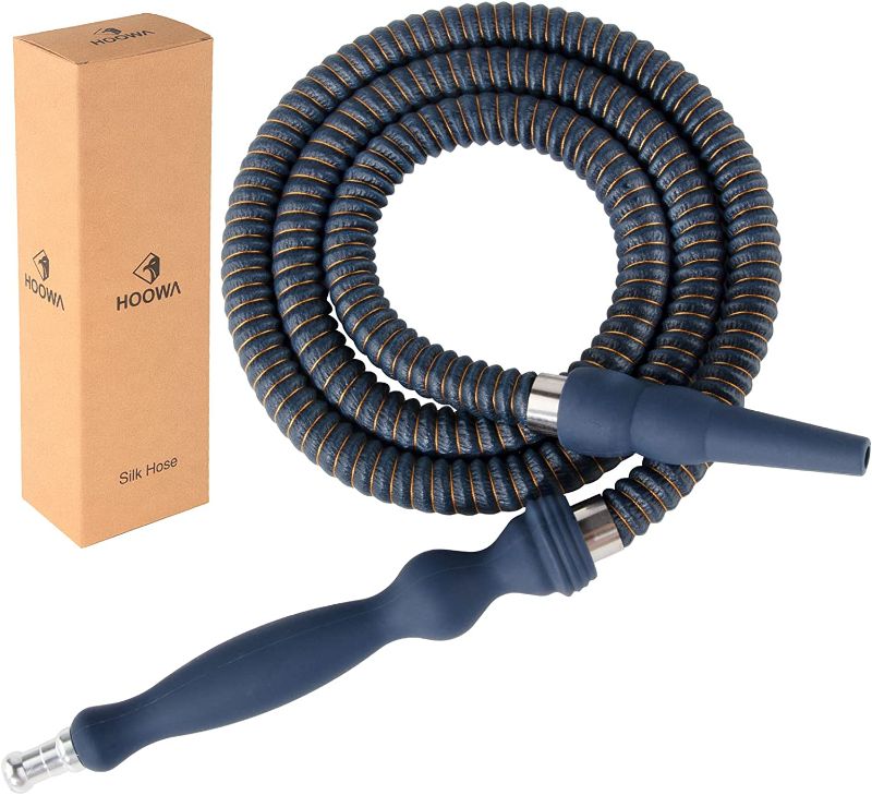 Photo 1 of 2 BUNDLED ITEMS - Hookah Hose Shisha Hose Washable Soft Touch Rubber Handle Alloy Tip Leather Wrapped 60'' Shisha Hookah Hose Perfect Fit Hookah Set (Dark Blue); AND, RYUHYF Ceramic cup, coffee cup, mug, ceramic cup with lid, tea cup with lid, coffee cup 