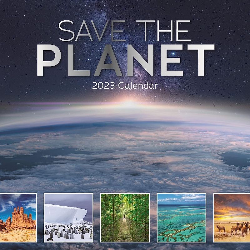 Photo 1 of 2 SETS - 2023 Square Wall Calendar, Save the Planet, 16-Month Natural World Theme with 180 Reminder Stickers (12x12 In)