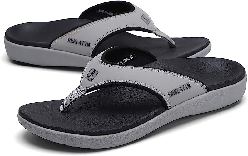 Photo 3 of BERLATIM Mens Orthotic Plantar Fasciitis Sport Flip Flops Comfort Casual Thong Sandals Outdoor Indoor SIZE 8 COLORS MAY VARY  