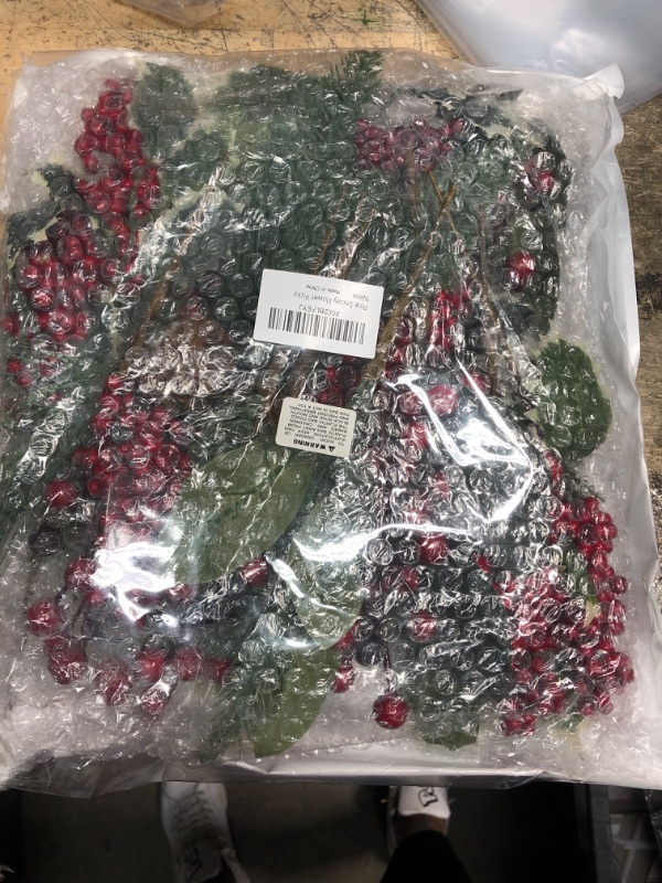 Photo 2 of 16 Pack Artificial Christmas Picks Assorted Red Berry Picks Stems Faux Pine Picks Spray with Pinecones Apples Holly Leaves for Christmas Floral Arrangement Wreath Winter Holiday Season Décor