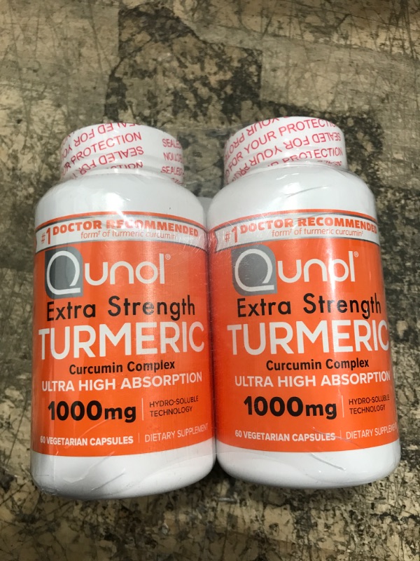 Photo 2 of ***EX 08/2023*** Turmeric Curcumin Capsules, Qunol 1000mg Extra Strength Supplement, Patented Hydro-Soluble Technology, Alternative to Turmeric Curcumin with Black Pepper, 120 Veggie Capsules