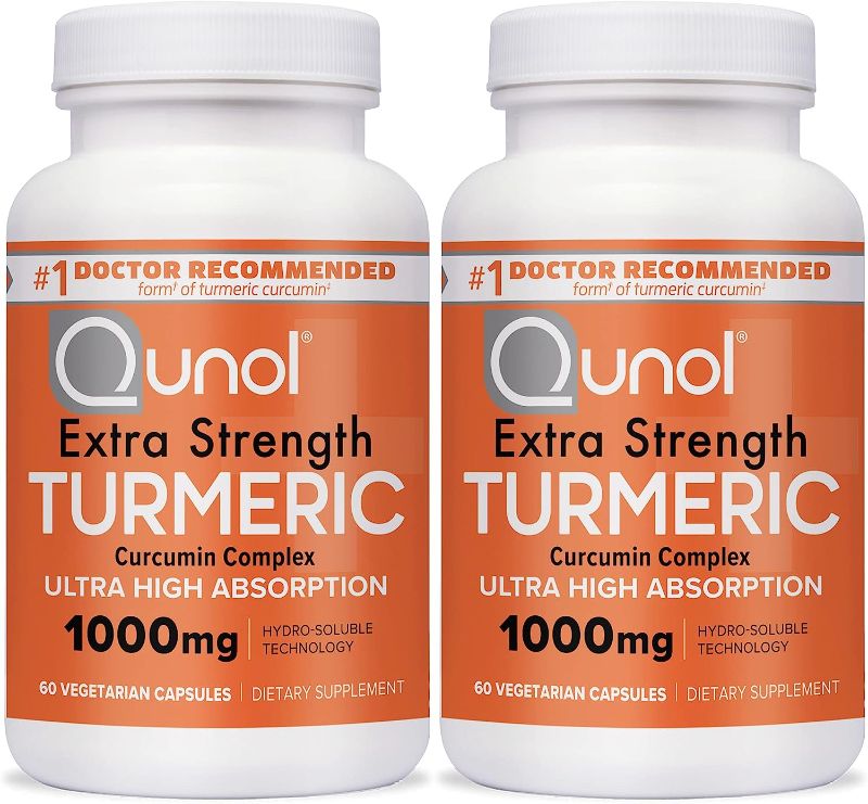 Photo 1 of ***EX 08/2023*** Turmeric Curcumin Capsules, Qunol 1000mg Extra Strength Supplement, Patented Hydro-Soluble Technology, Alternative to Turmeric Curcumin with Black Pepper, 120 Veggie Capsules