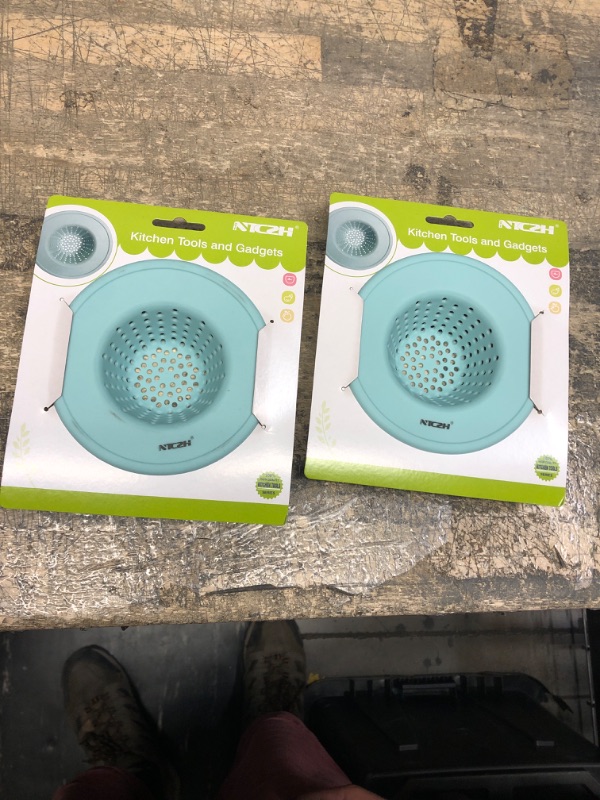 Photo 2 of 2 pack of NTCZH Drain Hair Catcher, TPE Bathtub Strainer Drain Protector, Drain Covers for Shower to Catch Hair Shower Accessories