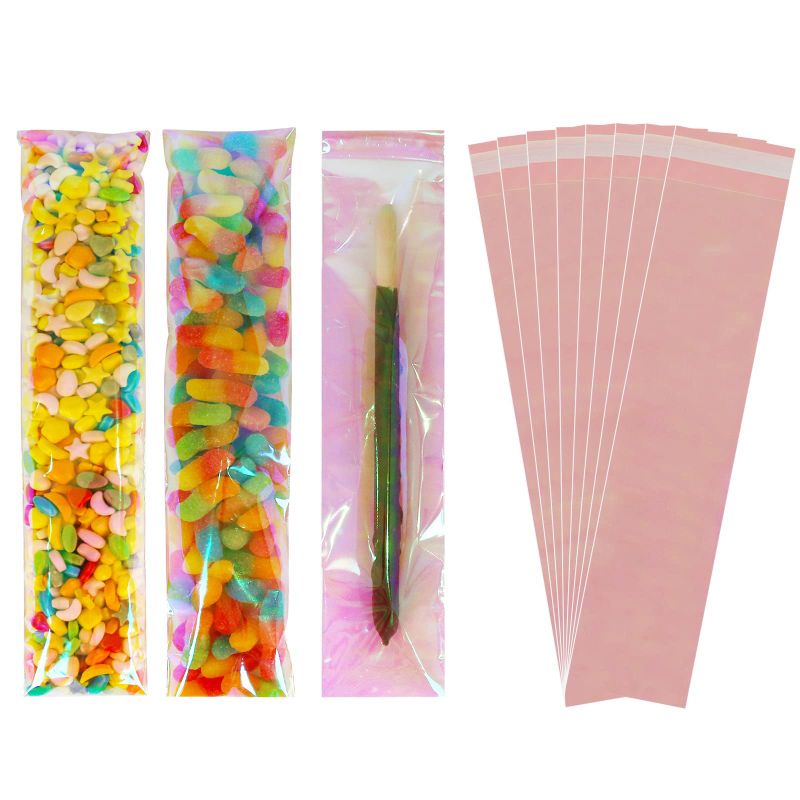Photo 1 of ***** BUNDLE OF 4 *** QTOP Cookie Bags 100 pcs Candy Bags Iridescent Holographic Clear Plastic Bags 1.57 mils Thick Self Sealing OPP Cello Bags for Bakery Cookies Goodies Favor Decorative Wrappers (2.5x11 inches)