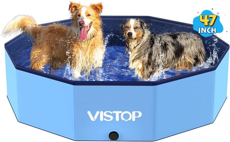 Photo 1 of 
VISTOP Large Foldable Dog Pool, Hard Plastic Shell Portable Swimming Pool for Dogs Cats and Kids Pet Puppy Bathing Tub Collapsible Kiddie Pool (47inch.D x...
Size:L- 47" x 12"
Color:Blue