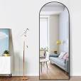 Photo 1 of 65 in. H x 22 in. W Classic Arched Black Aluminum Alloy Framed Full Length Mirror Standing Floor Mirror