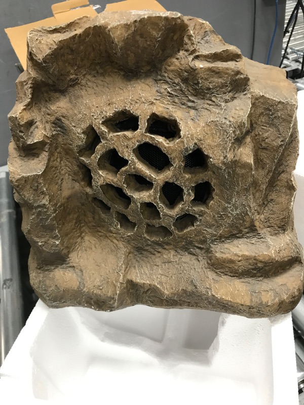 Photo 1 of Alpine Corporation Weather-resistant Bluetooth Solar-Powered Outdoor Wireless Rock Speaker, Brown