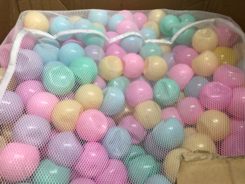 Photo 2 of Amazon Basics BPA Free Crush-Proof Plastic Ball Pit Balls with Storage Bag, Toddlers Kids 12+ Months, 6 Pastel Colors - Pack of 1000 6 Pastel Colors 1,000 Balls