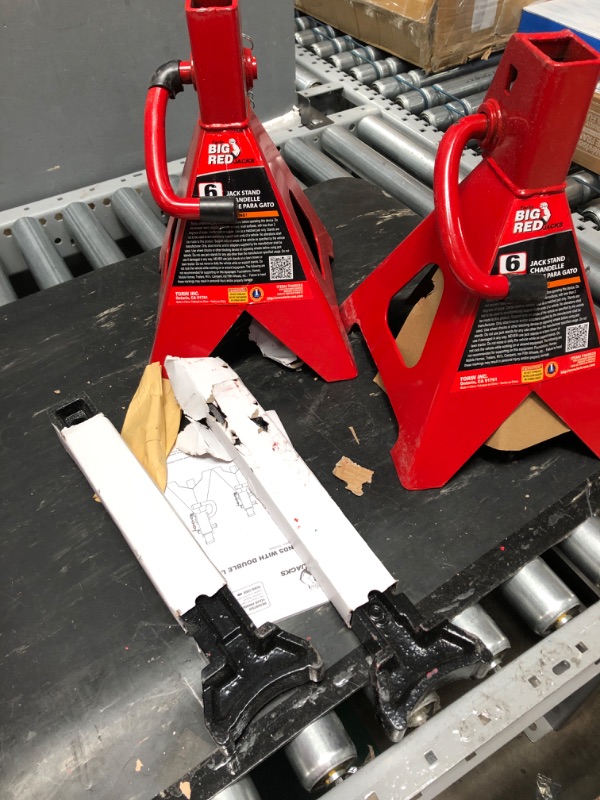 Photo 2 of BIG RED T46002A Torin Steel Jack Stands: Double Locking, 6 Ton (12,000 lb) Capacity, Red, 1 Pair Double Locking Red