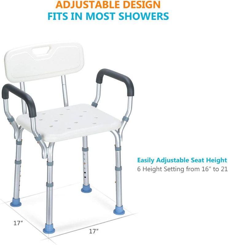 Photo 1 of 
OasisSpace Heavy Duty Shower Chair with Back - Bathtub Chair with Arms for Handicap, Disabled, Seniors & Elderly - Adjustable Medical Bath Seat Handles...